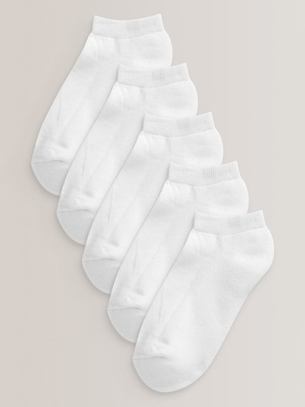 White 5 Pack Cotton Rich Cushioned Sole Trainer Socks