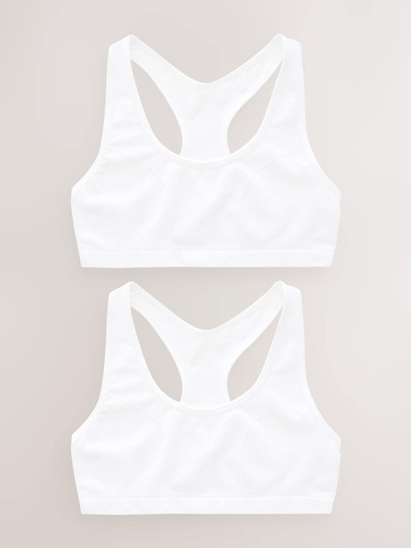 White Seamfree Racer Crop Tops 2 Pack (7-16yrs)