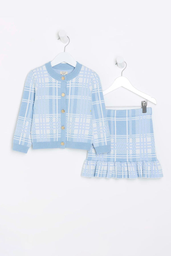 River Island Mini Girls Check Frill Skirt Set