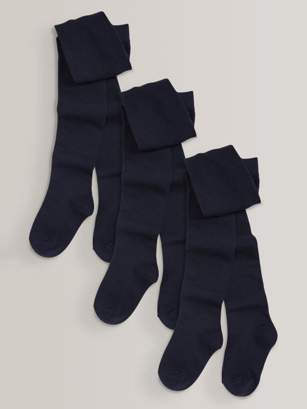 Navy Blue Regular Length 3 Pack Cotton Rich School Tights