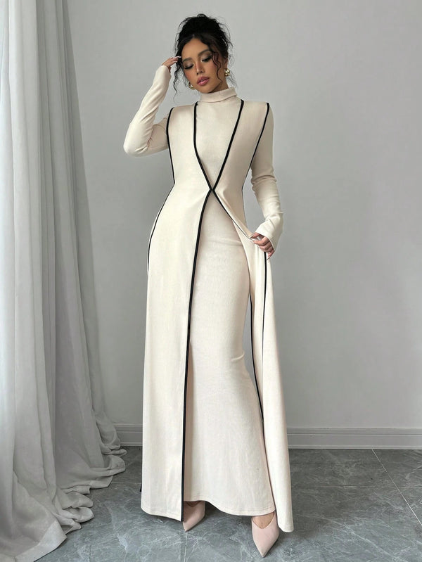 Ramdan 2pcs set knitted dress offwhite