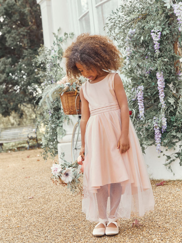 Pink Flower Girl Bow Dress (3mths-16yrs)