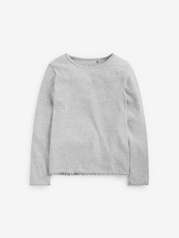 Grey Cotton Rich Long Sleeve Rib T-Shirt (3mths-7yrs)