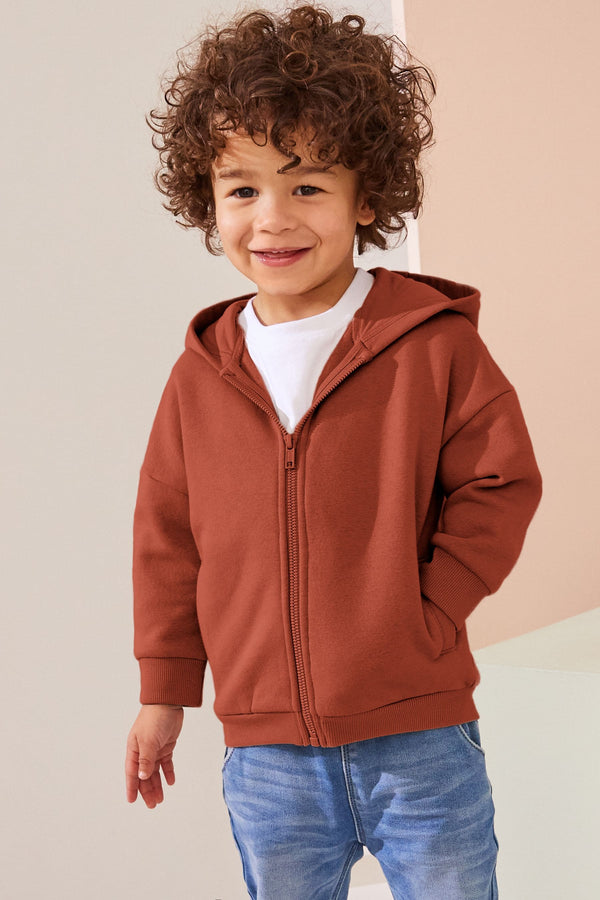 Rust Brown Zip Through Hoodie (3mths-7yrs)