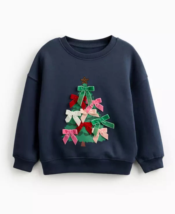 Tu Navy Mini Me Kids' Christmas Tree Printed Sweatshirt