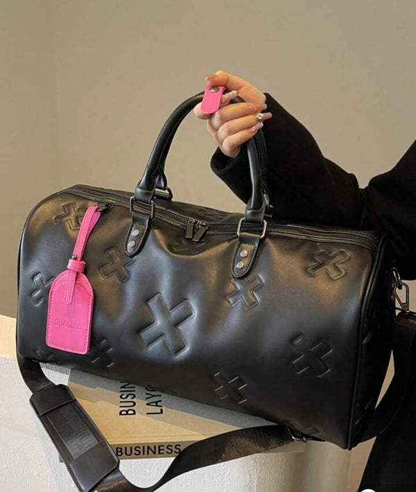 Black leather travel bag