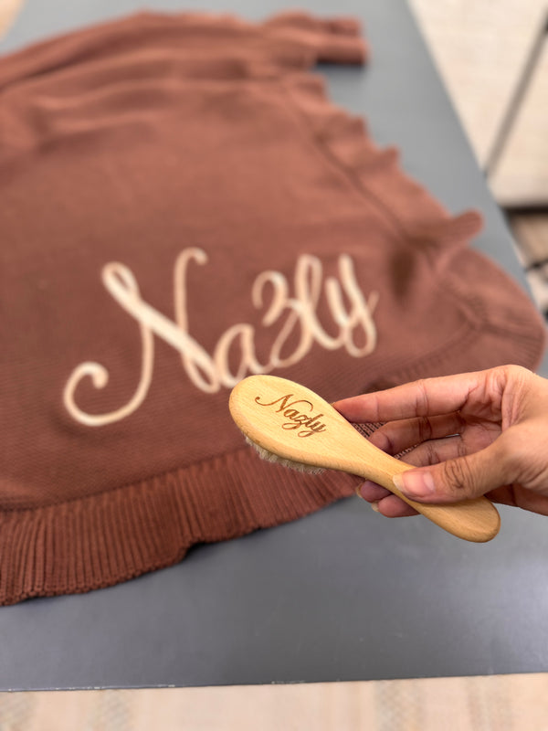 Customized baby blanket +hair brush