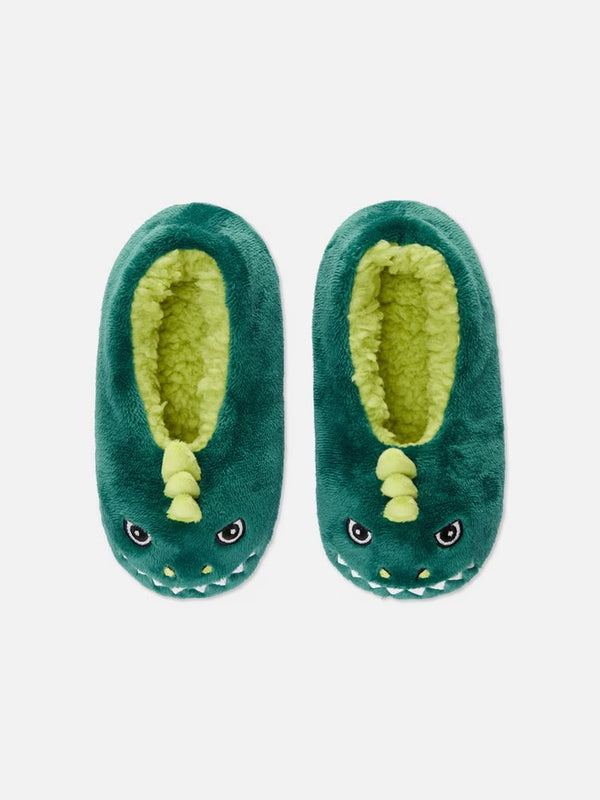 Dino fluffy footlet slippers