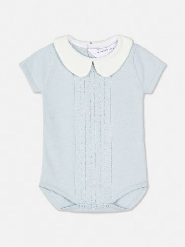 Baby blue knitted romper