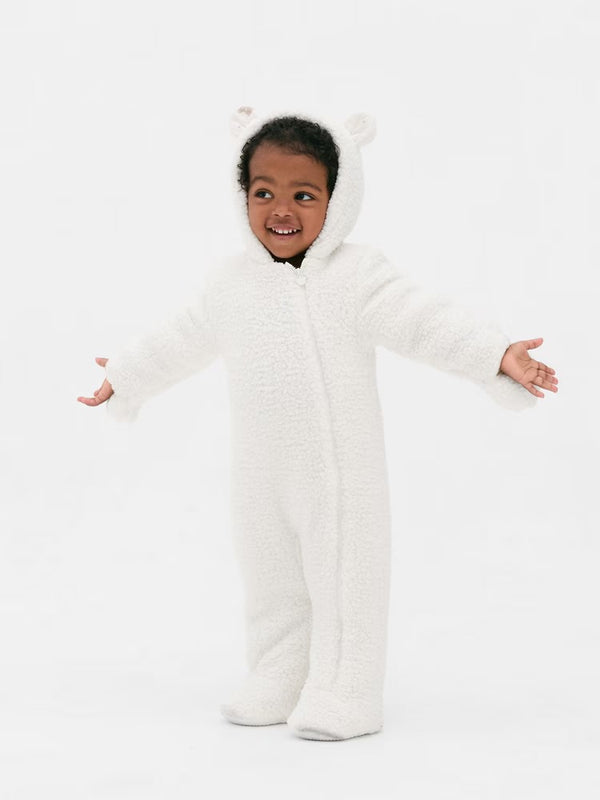 Primark White Bear Hooded Pramsuit