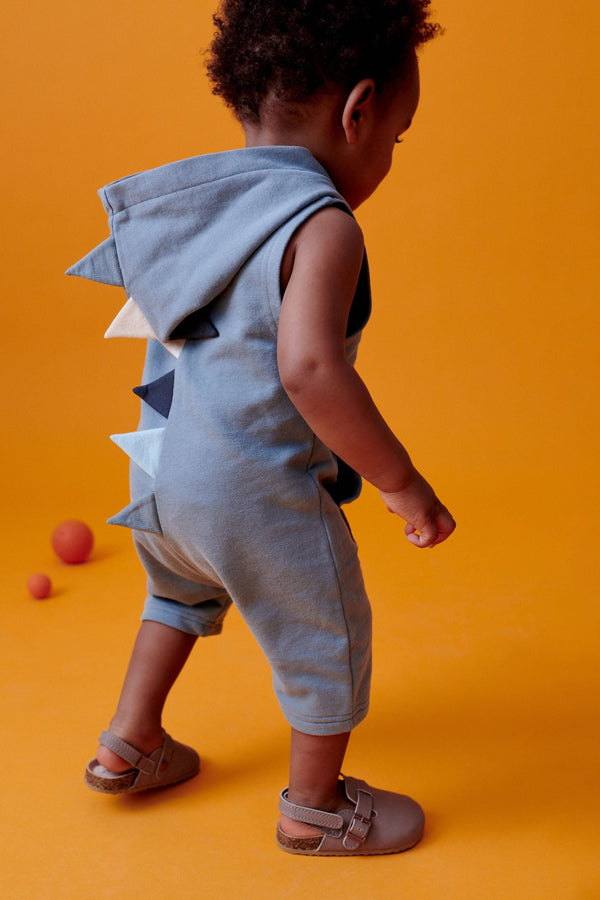 Teal Blue Dino Spike 100% Cotton Short All-In-One (3mths-7yrs)