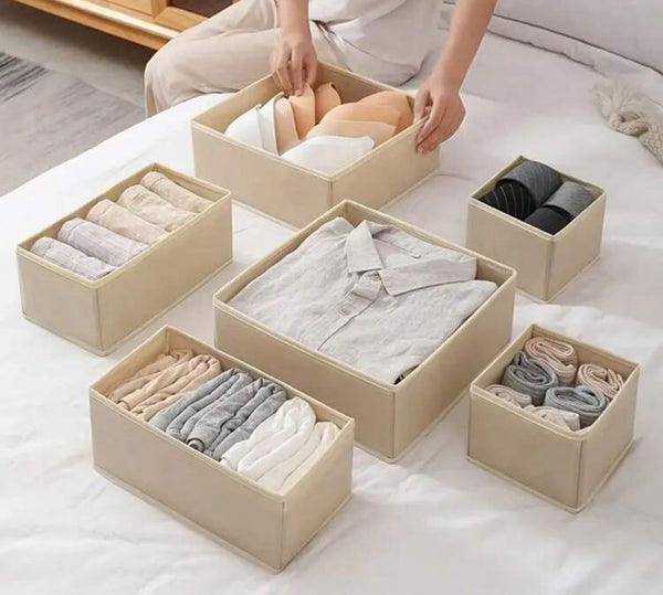 6 piece woven storage boxes
