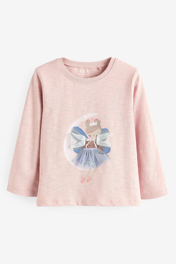 Pale Pink Pretty Mouse Long Sleeve T-Shirt (3mths-7yrs)