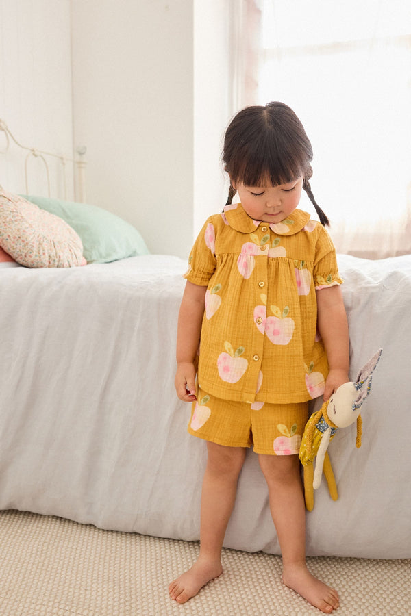 Ochre Yellow Woven Button Through Pyjamas (9mths-12yrs)