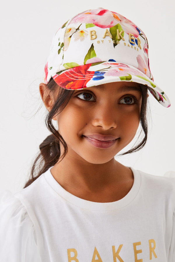 Baker by Ted Baker Girls Floral Twill Embroidered Baseball Cap