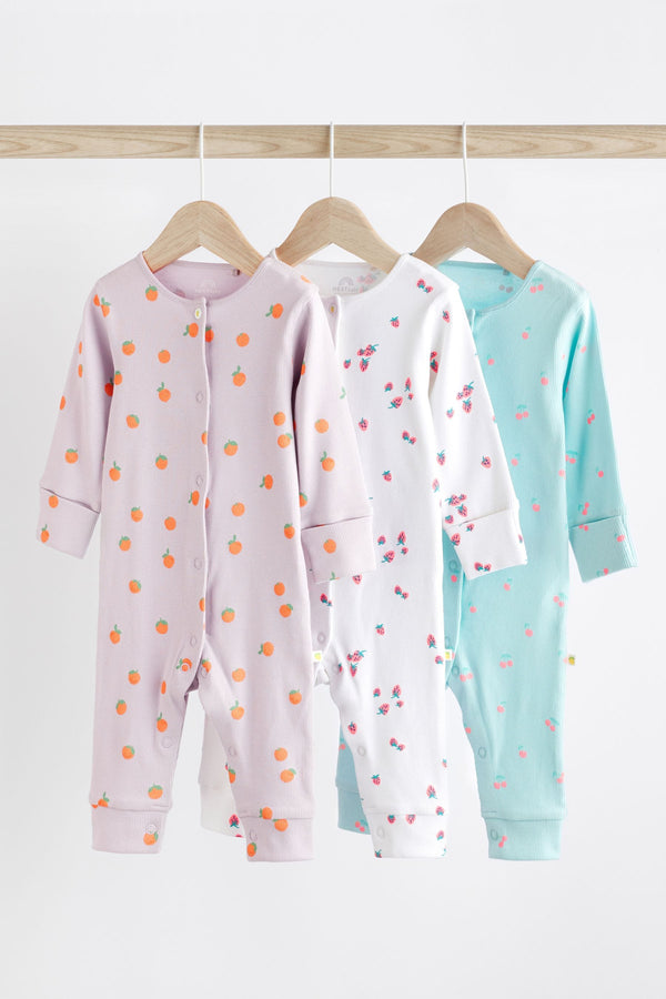 Multi Fruit Print Baby Footless Sleepsuits 3 Pack (0mths-3yrs)