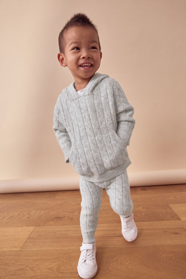 Grey Cable Knit Hoodie and Jogger Set (3mths-7yrs)