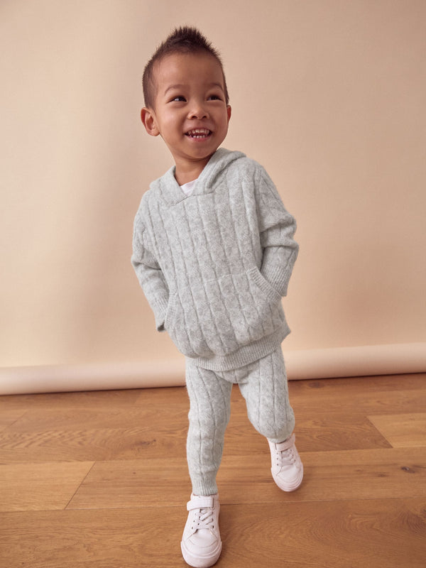 Grey Cable Knit Hoodie and Jogger Set (3mths-7yrs)