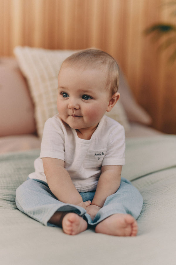 Denim/White Top and Trousers Baby Set (0mths-2yrs)