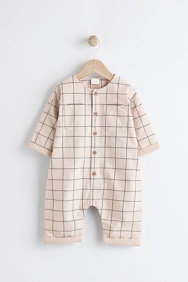 Neutral Check Woven Romper (0mths-2yrs)