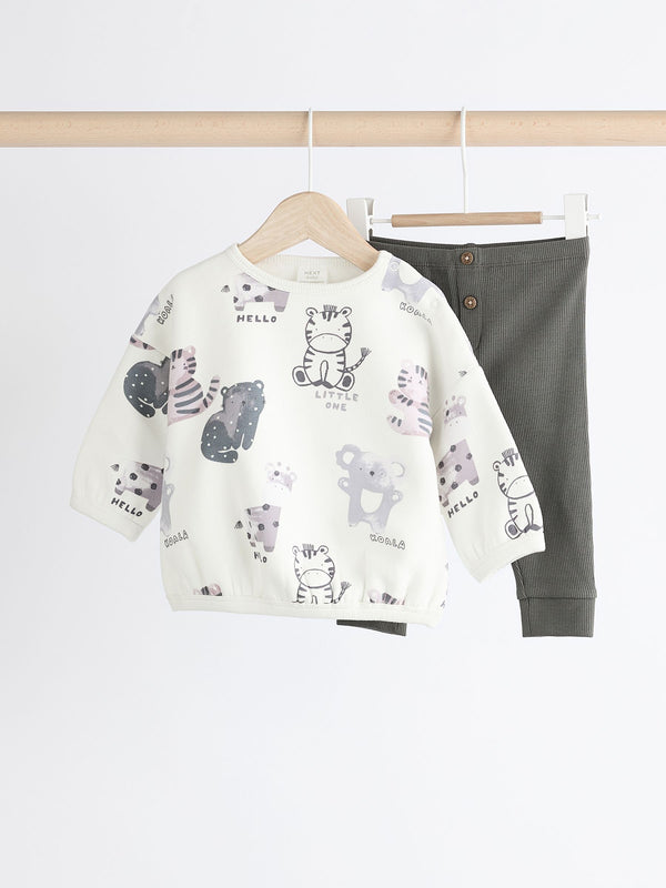 Black & White Animal Baby Top and Leggings Set (0mths-2yrs)