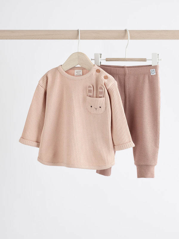 Neutral Bunny Baby 100% Cotton Top And Leggings Set (0mths-2yrs)