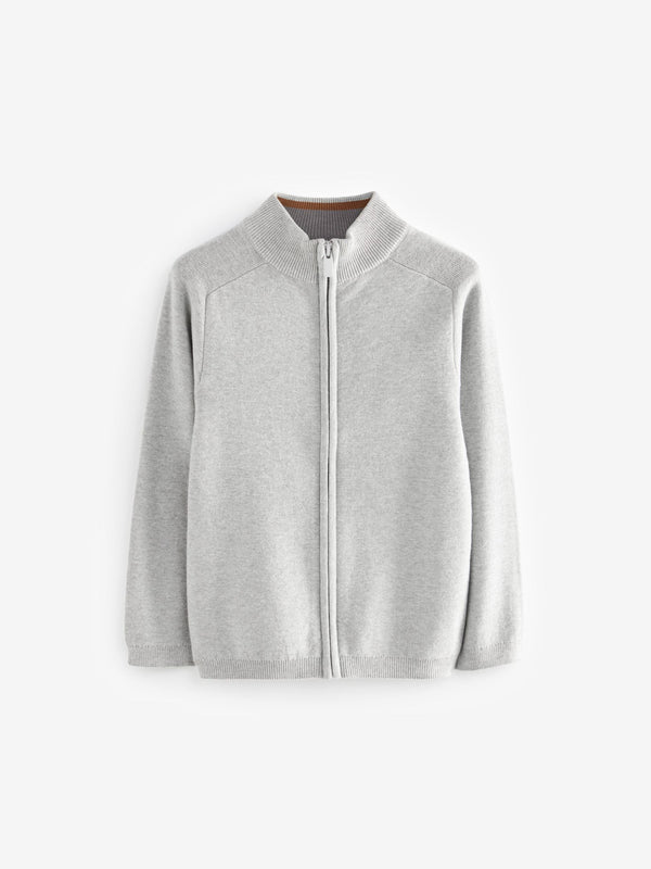 Grey Zip Through Knitted Cardigan (3-16yrs)
