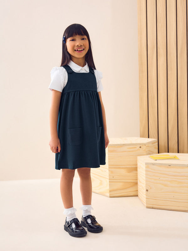 Navy Blue Jersey Stretch Pinafore School Dress (3-14yrs)