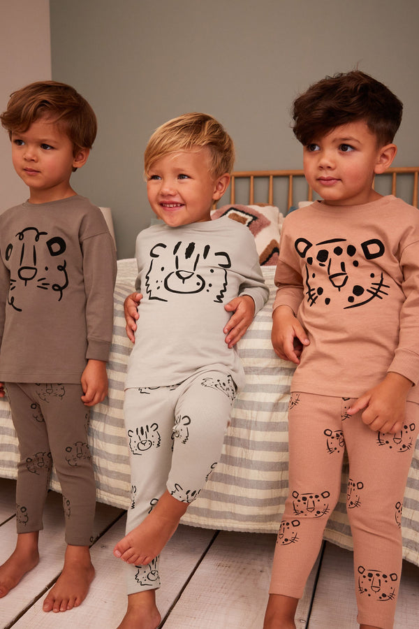 Multi Animal Ribbed Legging Snuggle Pyjamas 3 Pack (9mths-8yrs)