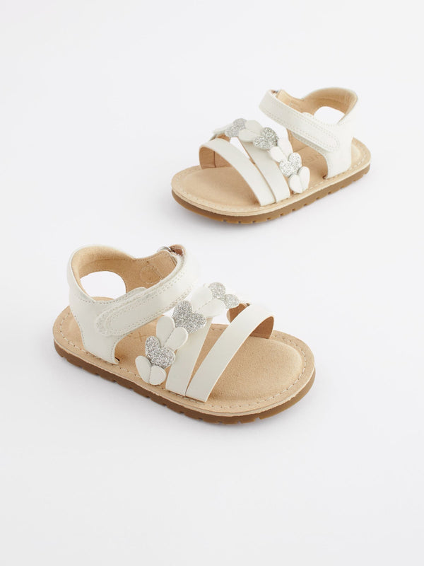 White Wide Fit (G) Touch Fastening Corkbed Sandals