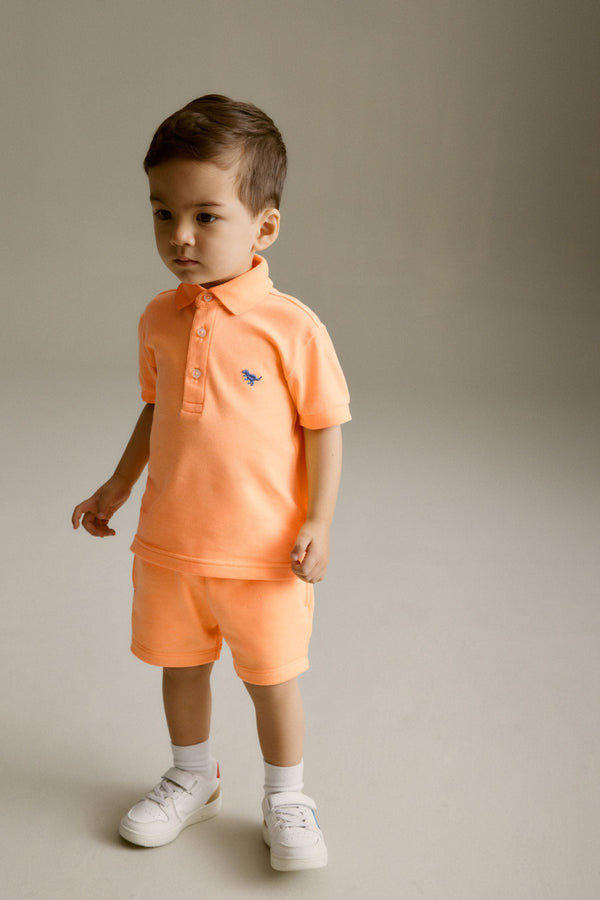 Orange 100% Cotton Short Sleeve Polo and Shorts Set (3mths-7yrs)