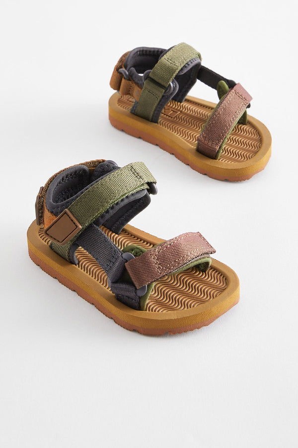 Brown Touch Fastening Adjustable Strap Tape Trekker Sandals