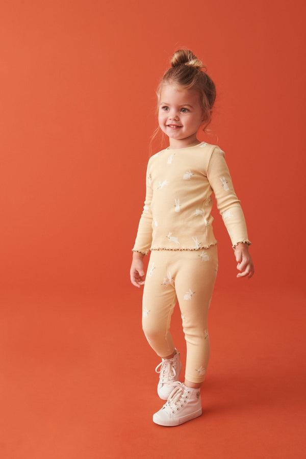 Yellow Bunny Rib Jersey Leggings (3mths-7yrs)