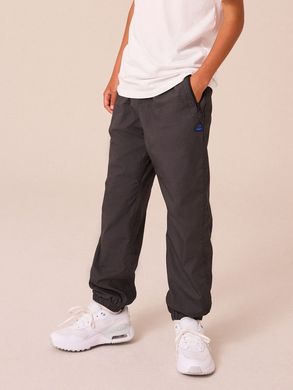 Charcoal Grey Lined Zip Pocket Pull-On 100% Cotton Trousers (3-16yrs)