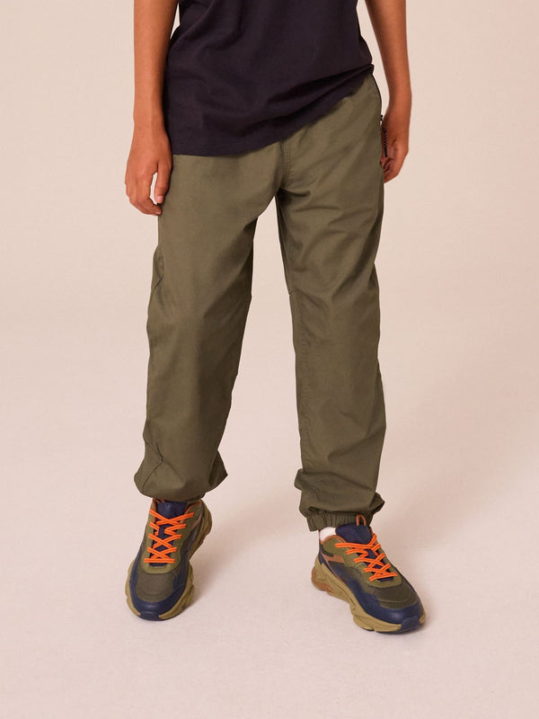 Khaki Green Lined Zip Pocket Pull-On 100% Cotton Trousers (3-16yrs)