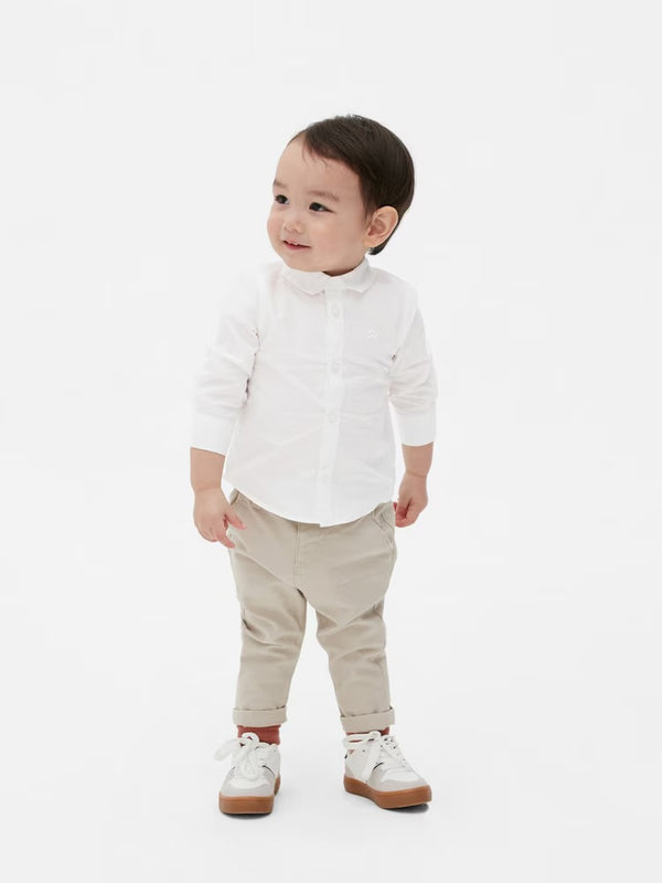 White shirt and beige chino set