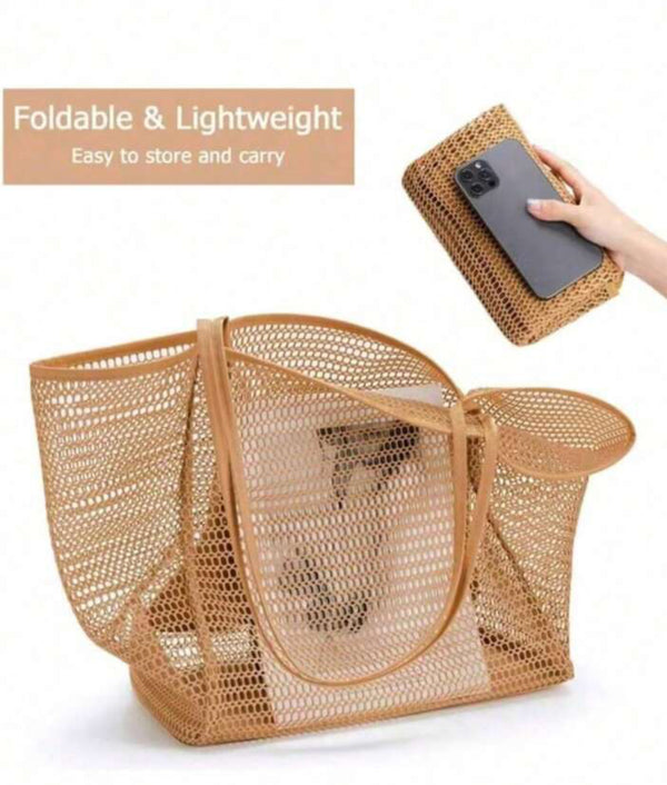 Brown Mesh beach bag