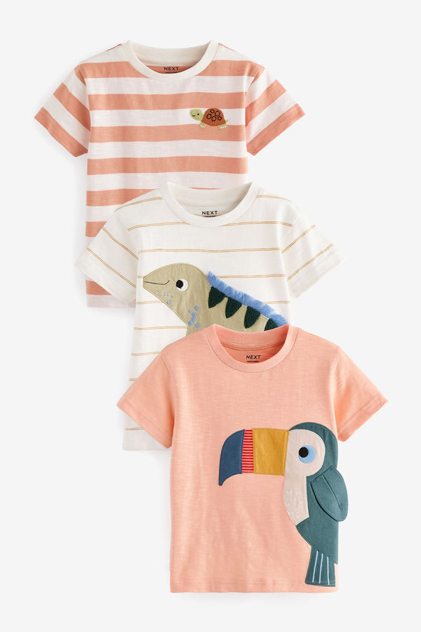 Peach Pink Short Sleeve Character T-Shirts 3 Pack (3mths-7yrs)