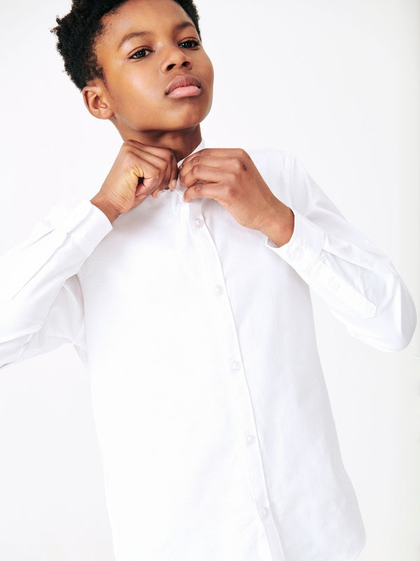 White Plain Single Oxford Shirt (3-16yrs)