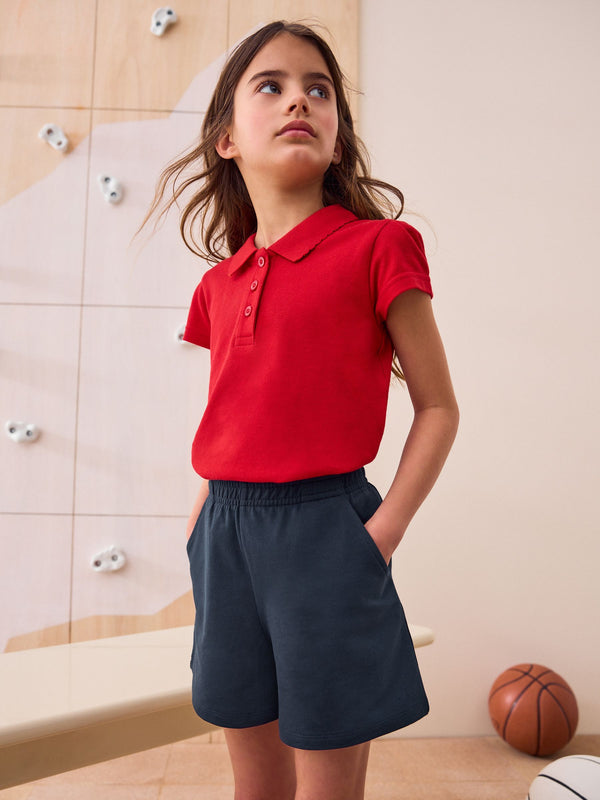 Navy Blue 100% Cotton Jersey School Shorts (3-16yrs)