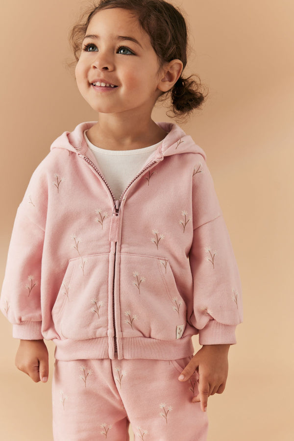 Pink Floral Zip Through Hoodie (3mths-7yrs)