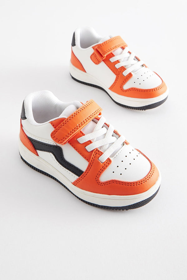 Orange Touch Fastening Elastic Lace Trainers