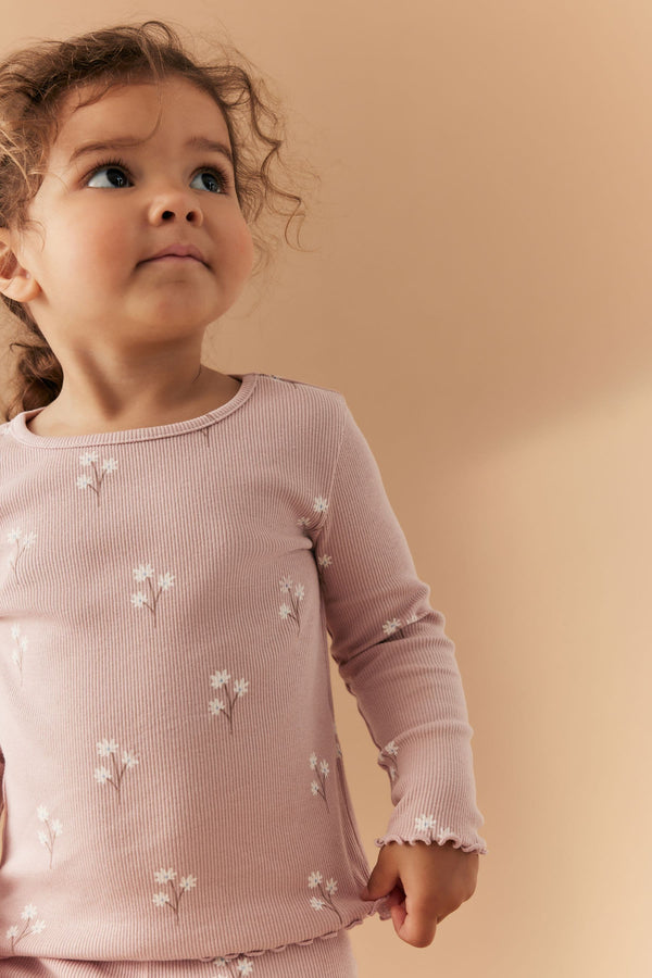 Pink Ditsy Floral CottonRich Long Sleeve Rib T-Shirt (3mths-7yrs)