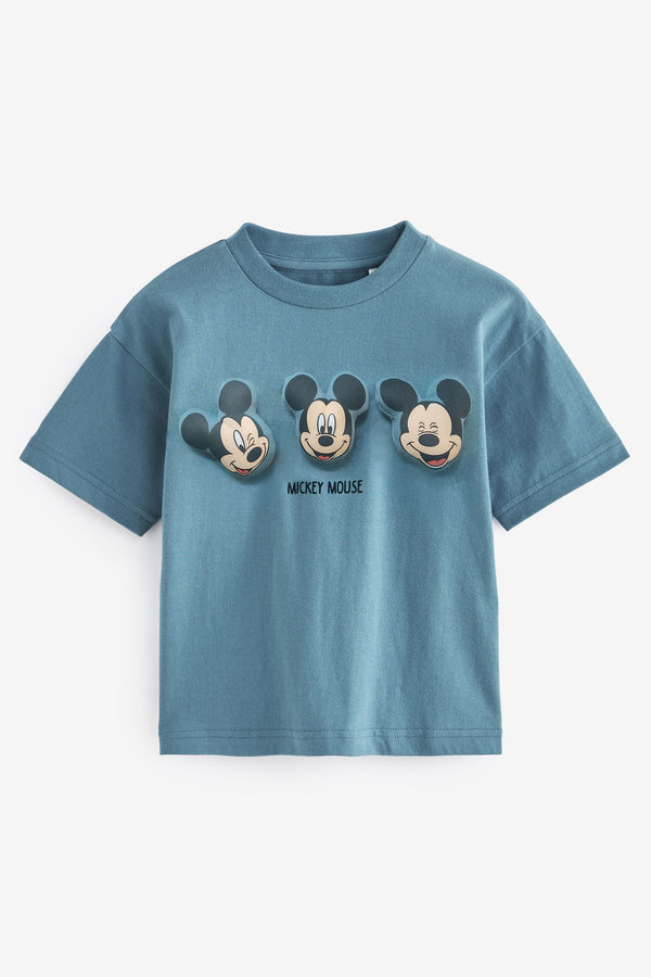 Blue 100% Cotton Padded Mickey Short Sleeve T-Shirt (3mths-7yrs)