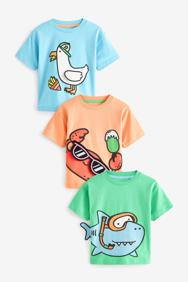 Blue/Green Short Sleeve Character T-Shirts 3 Pack (3mths-7yrs)