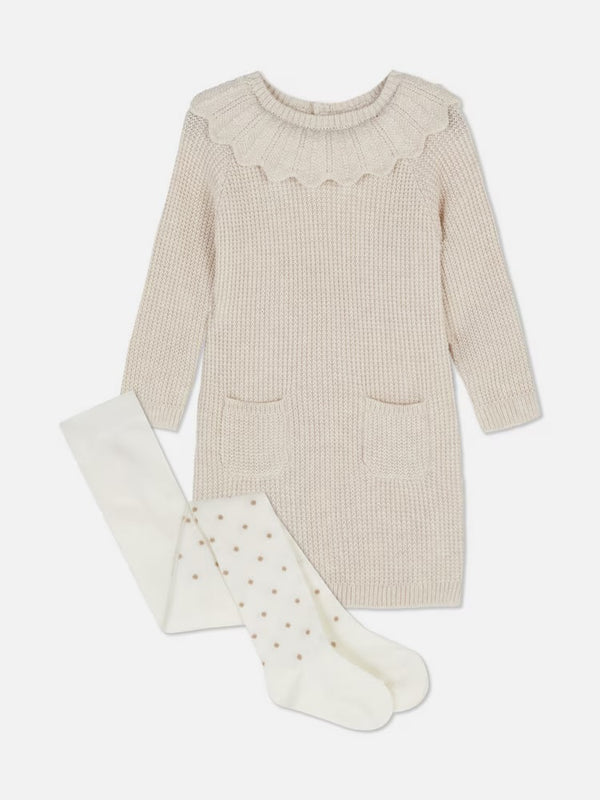 Primark knitted dress with tights
