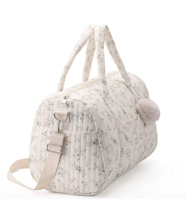 Quilted floral diaper bag