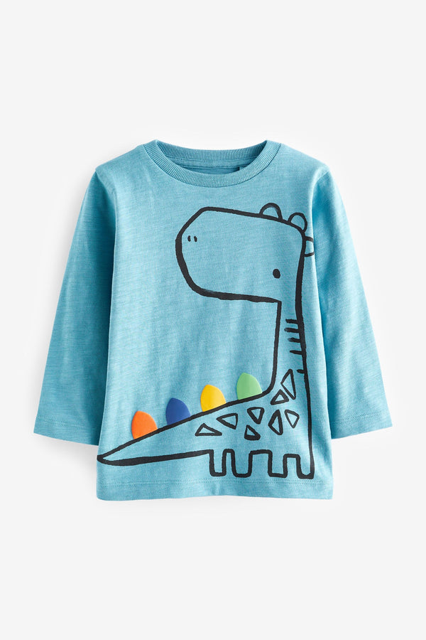 Blue Dino Long Sleeve Character T-Shirt (3mths-7yrs)