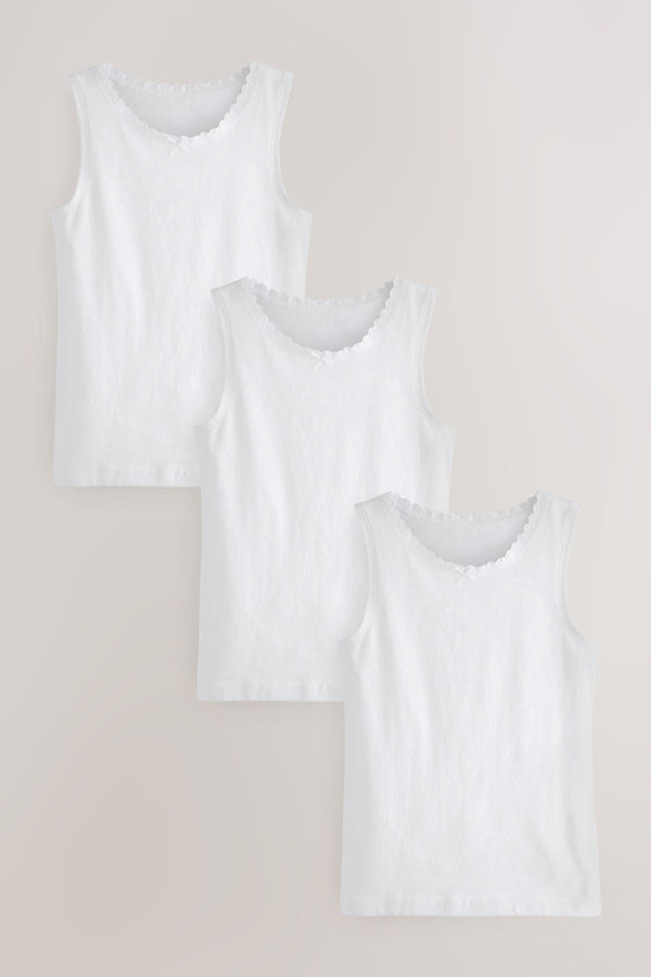 White 3 Pack Lace Trim Vest (1.5-16yrs)