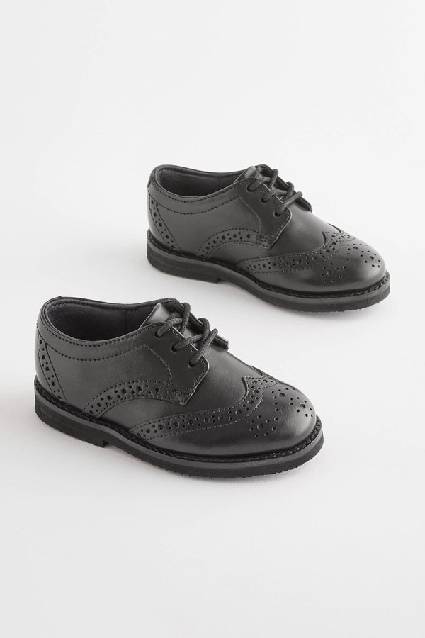 Black Smart Leather Brogues Shoes